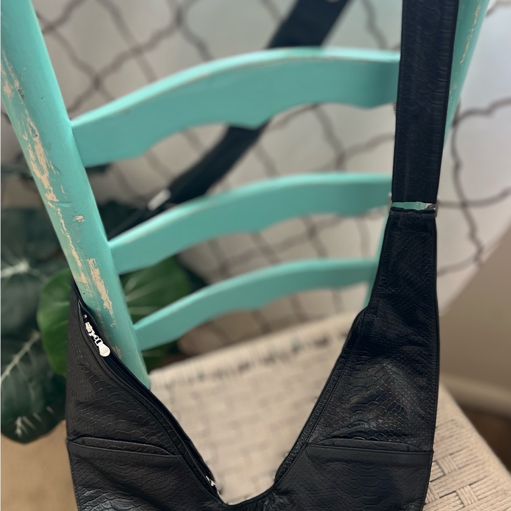 Black Textured Shoulder Bag